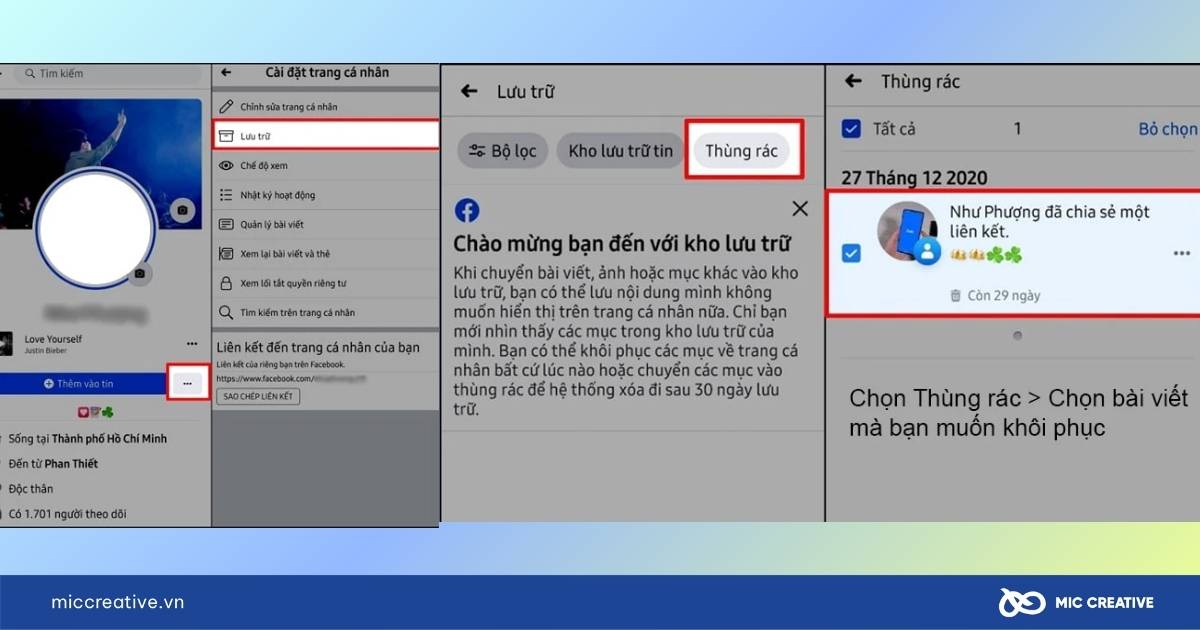 khôi phục bài viết đã xóa trên fanpage facebook
