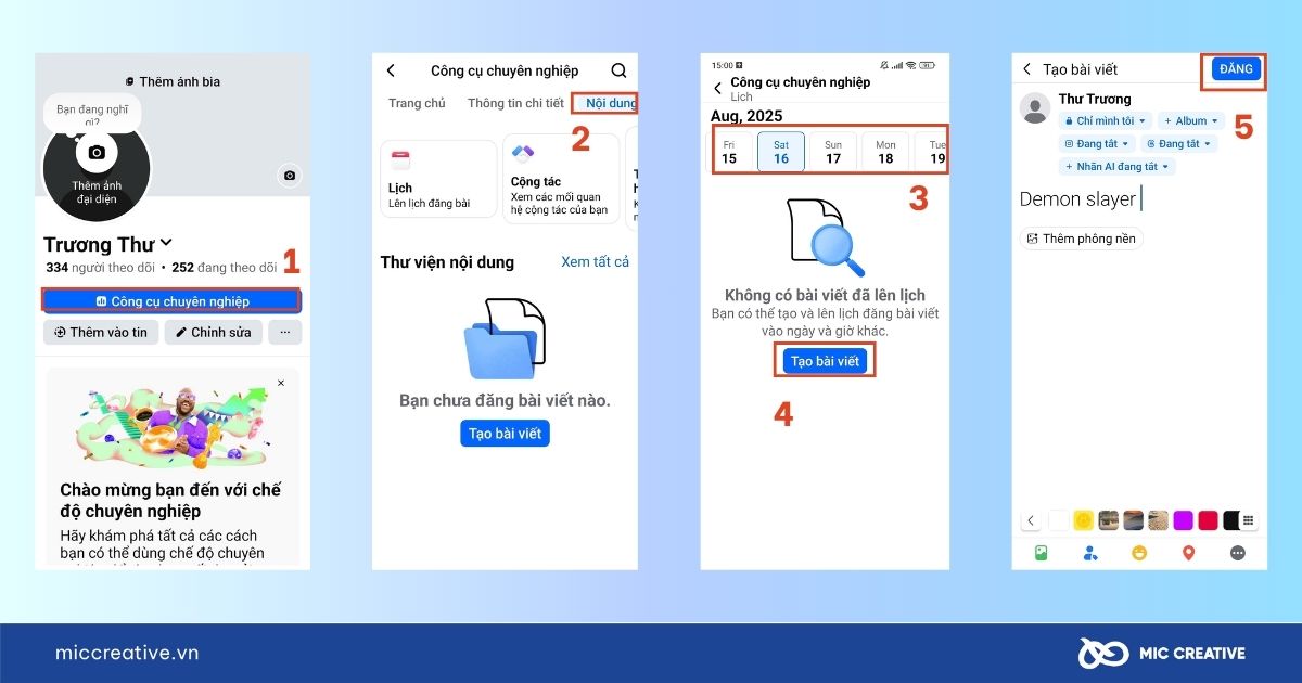 Lên lịch đăng bài Facebook cá nhân trên điện thoại