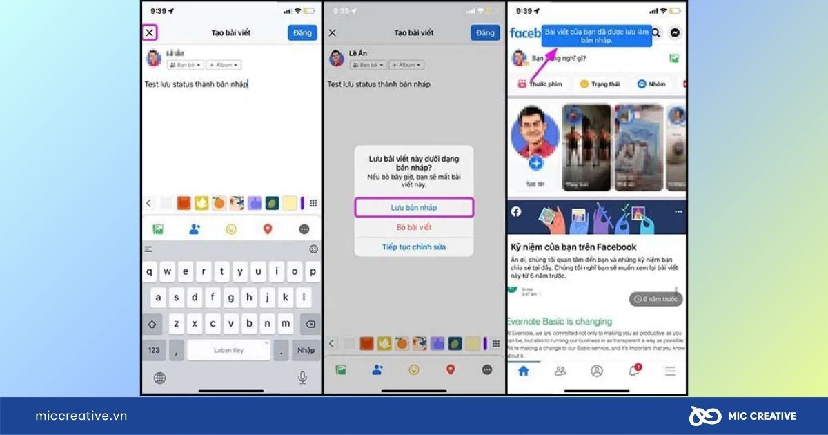 bản nháp trên facebook cá nhân lưu ở đâu