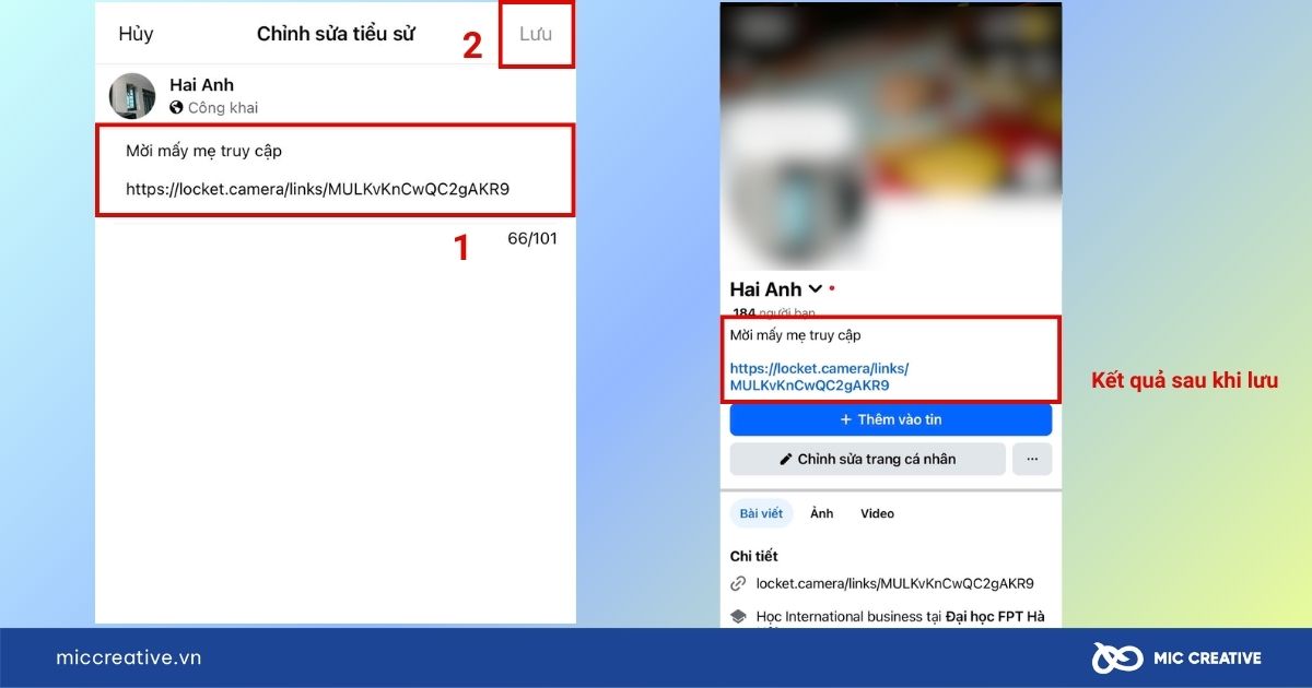 cách gắn link locket trên trang cá nhân facebook