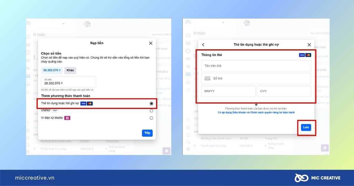 nạp tiền quảng cáo facebook