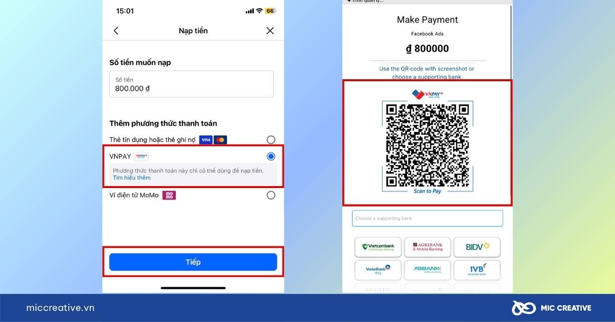 nạp tiền quảng cáo facebook