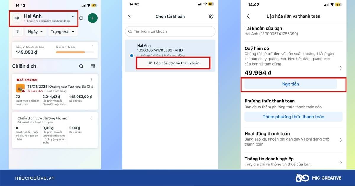 nạp tiền quảng cáo facebook