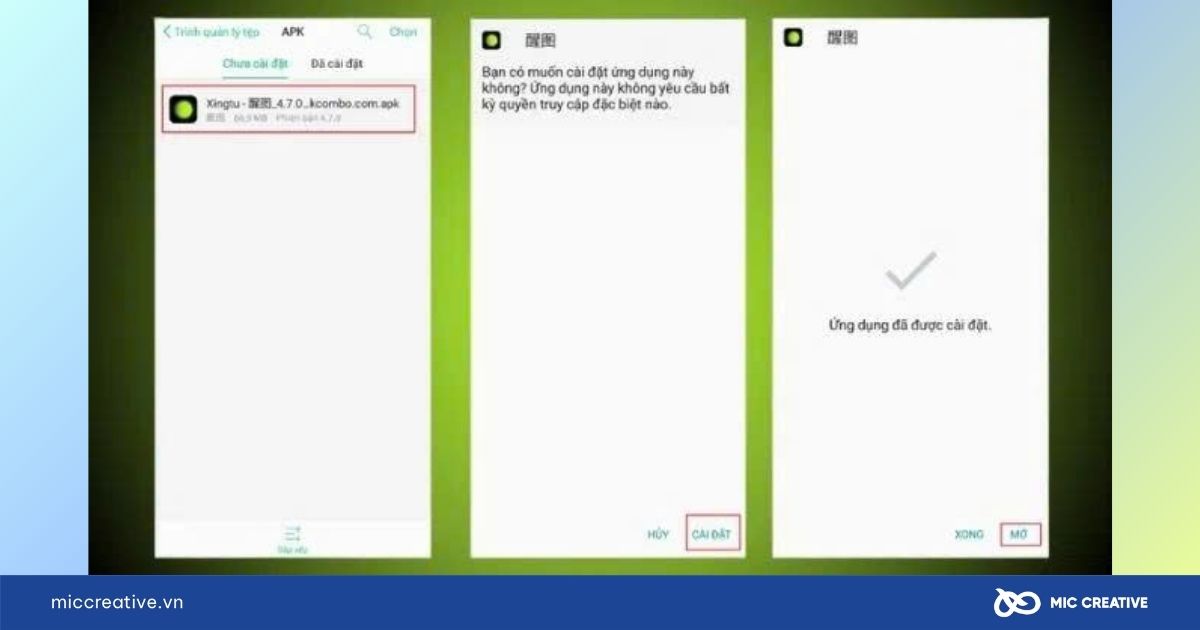 Nhấn chọn file vừa tải về, chọn cài đặt