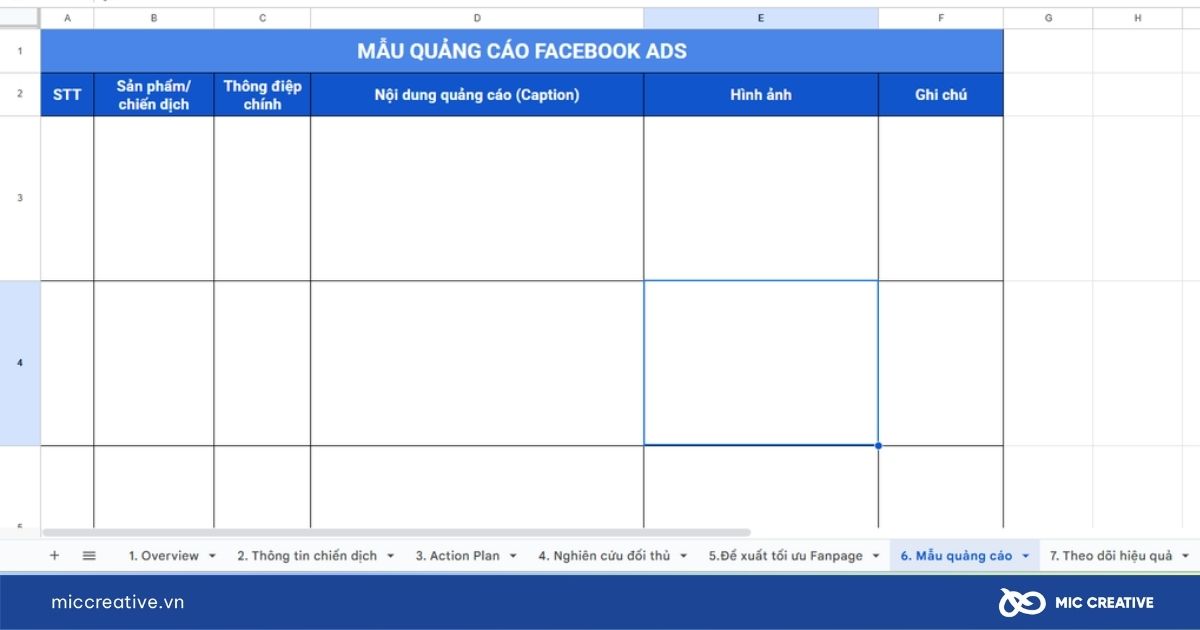mẫu báo cáo facebook ads