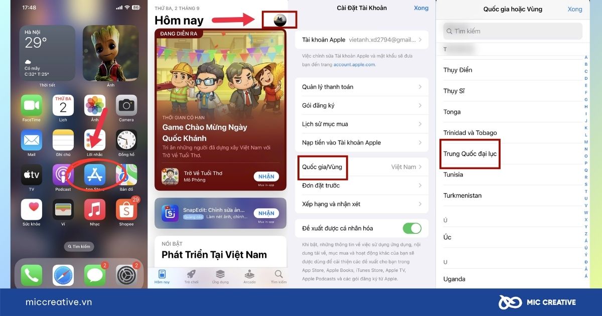 Thay đổi vùng quốc gia trên app store