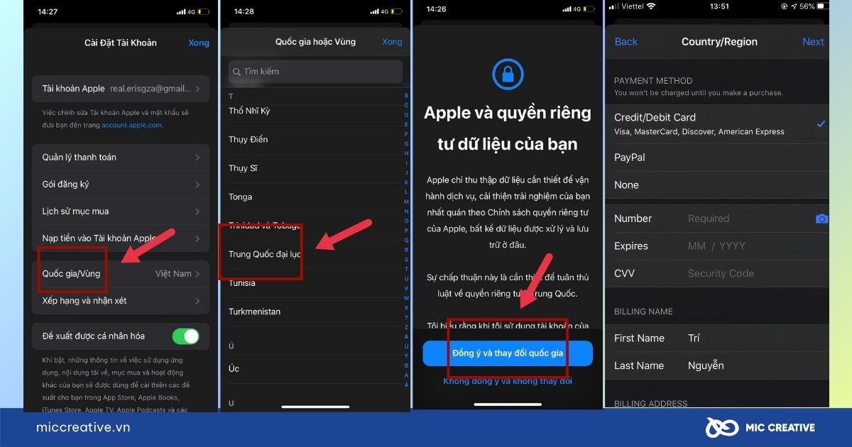 Thay đổi vùng quốc gia trên app store