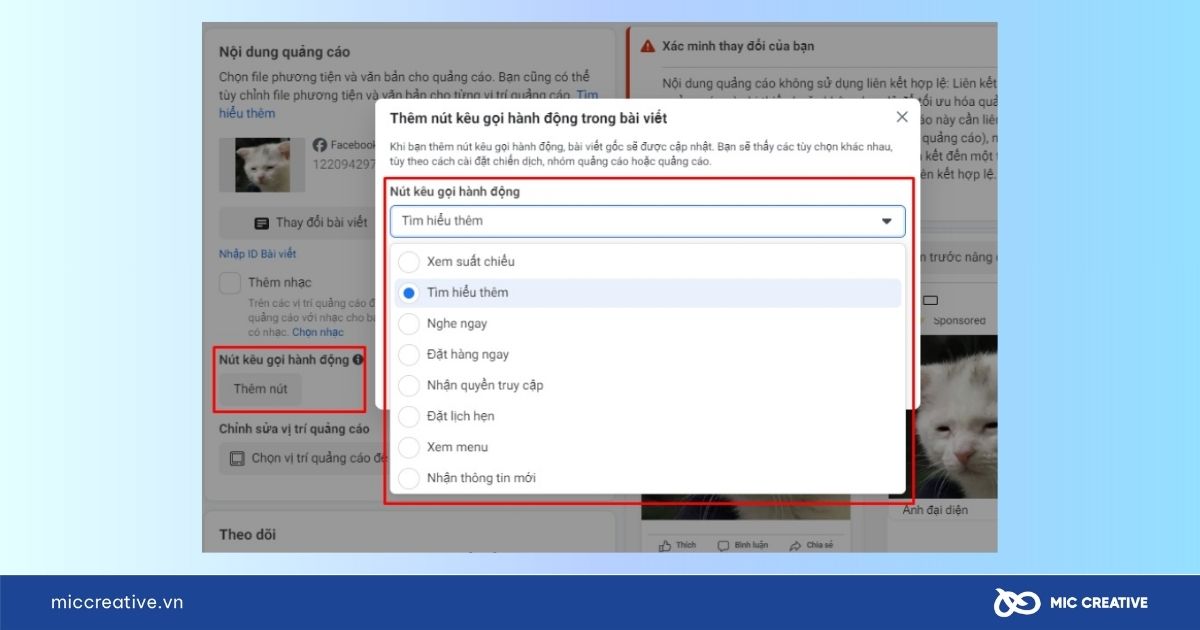 Thiết lập nút kêu gọi hành động