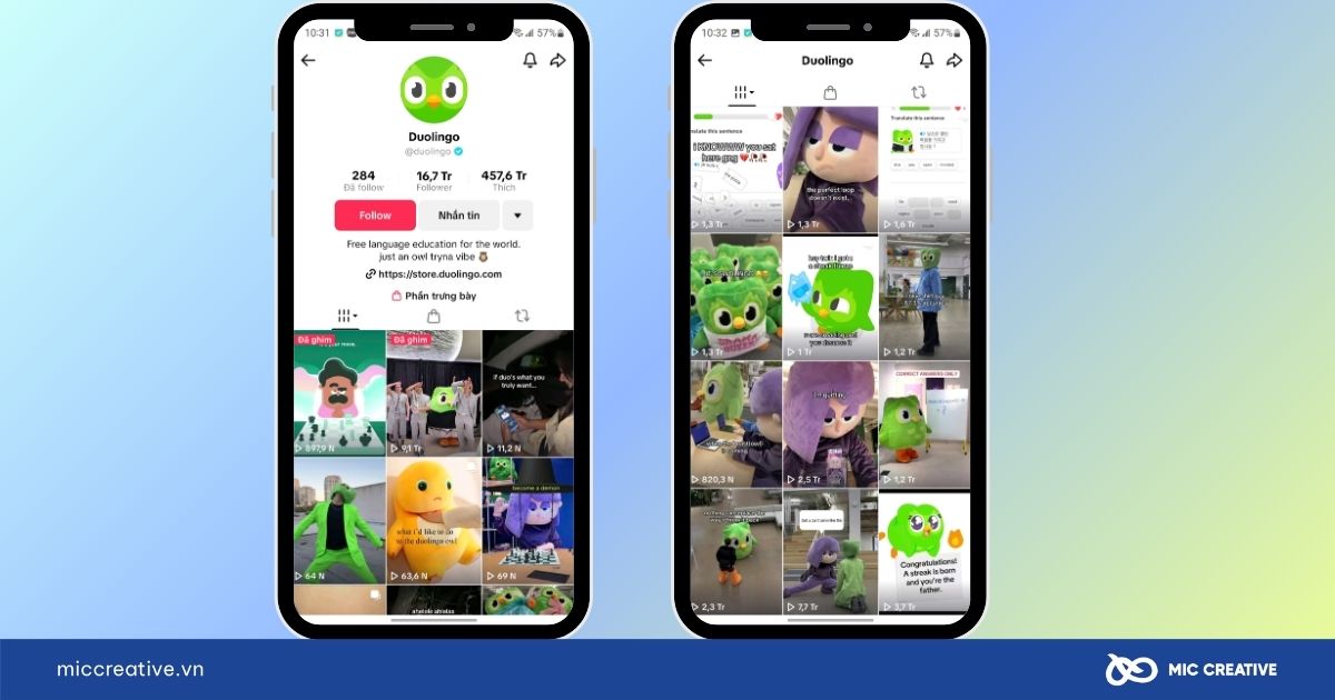 Tiktok của Duolingo đạt hàng triệu lượt xem