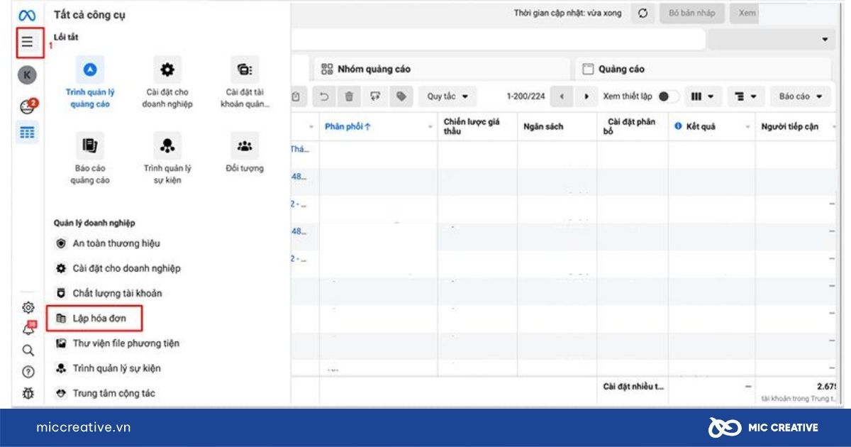 hóa đơn quảng cáo facebook