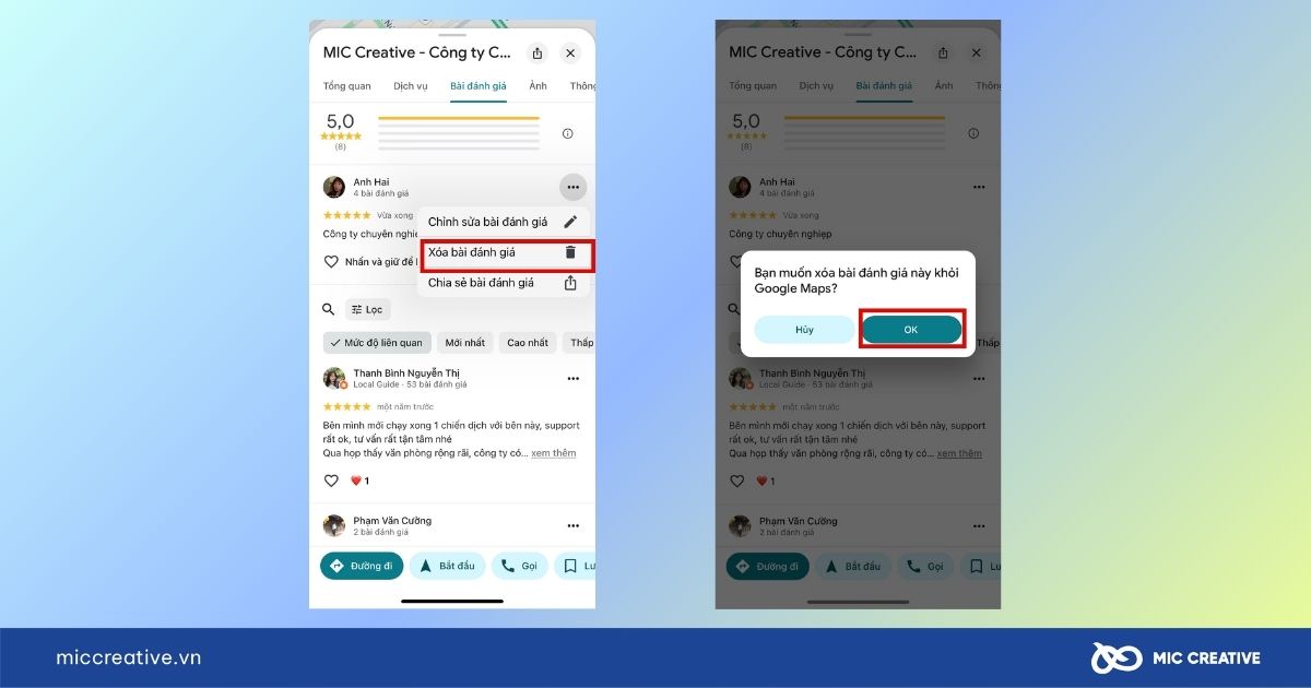 cách đánh giá 5 sao trên google