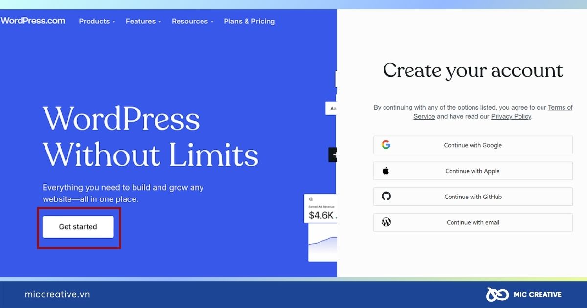 Đăng ký tài khoản WordPress.com 