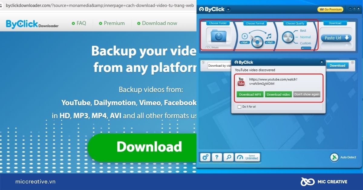 Download video với By Click Downloader