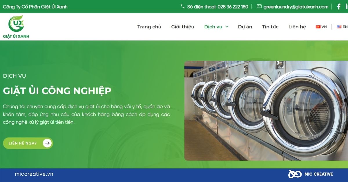 Dự án thiết kế Website Giặt ủi Xanh 