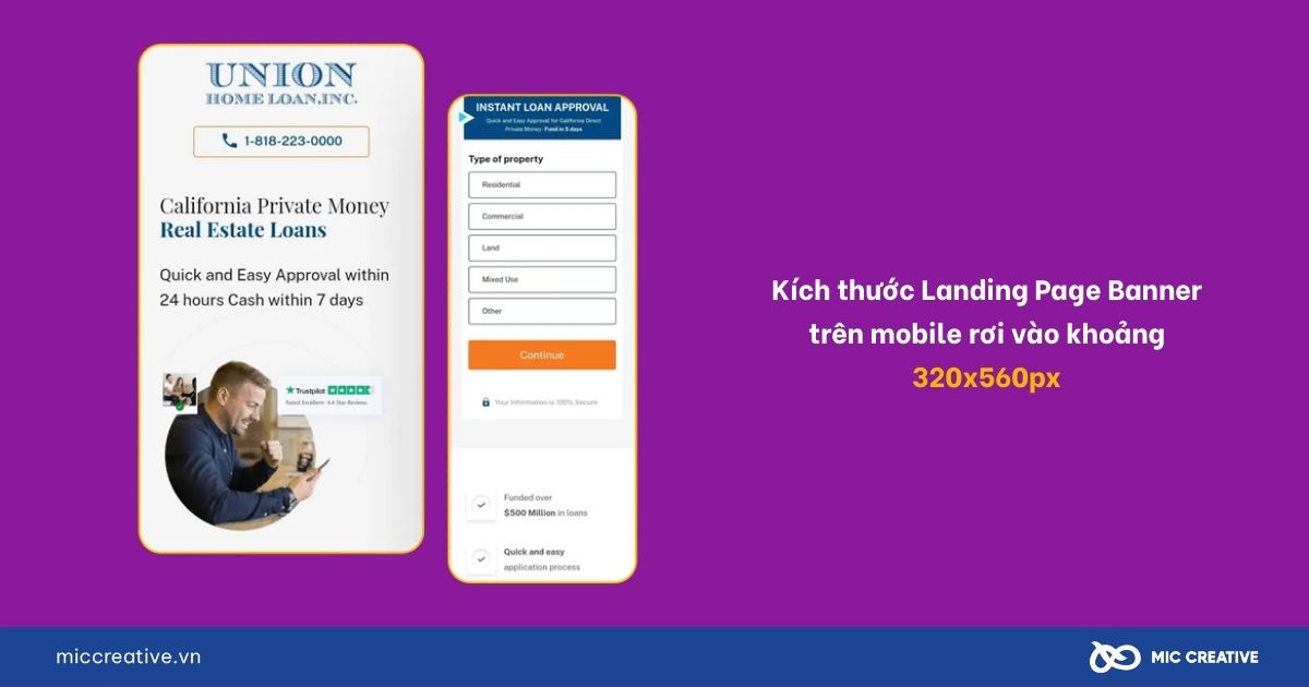 kích thước landing page