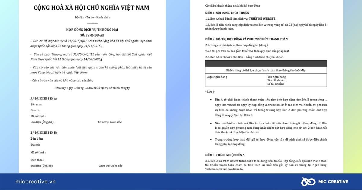 hợp đồng thiết kế website