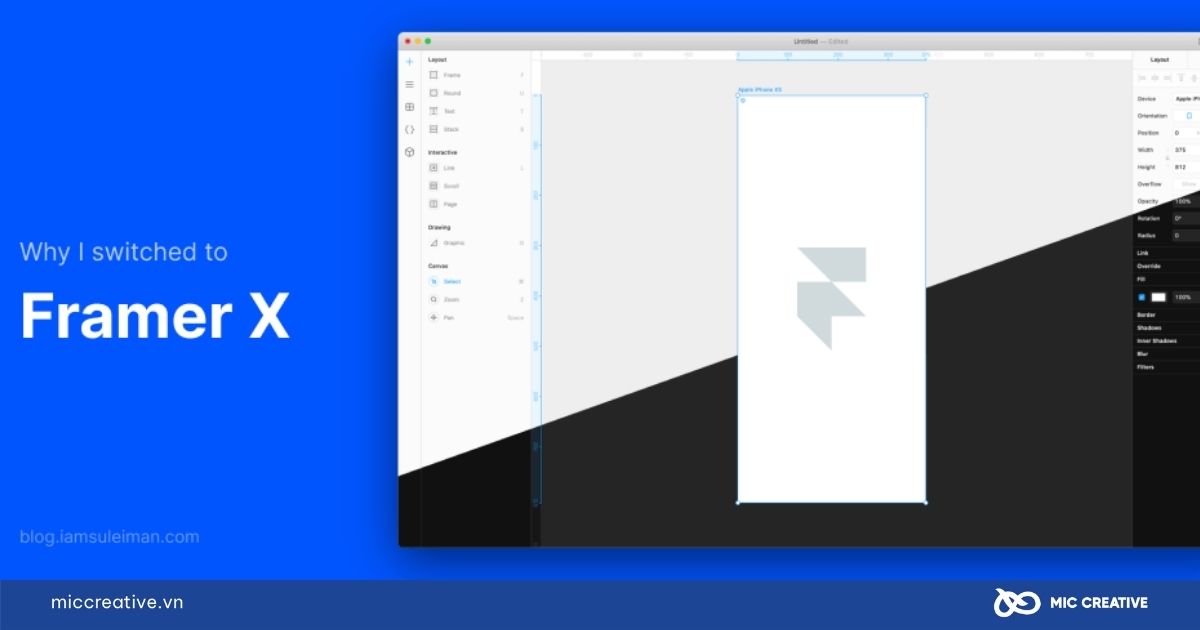 Phần mềm tích hợp trực tiếp code React Framer X