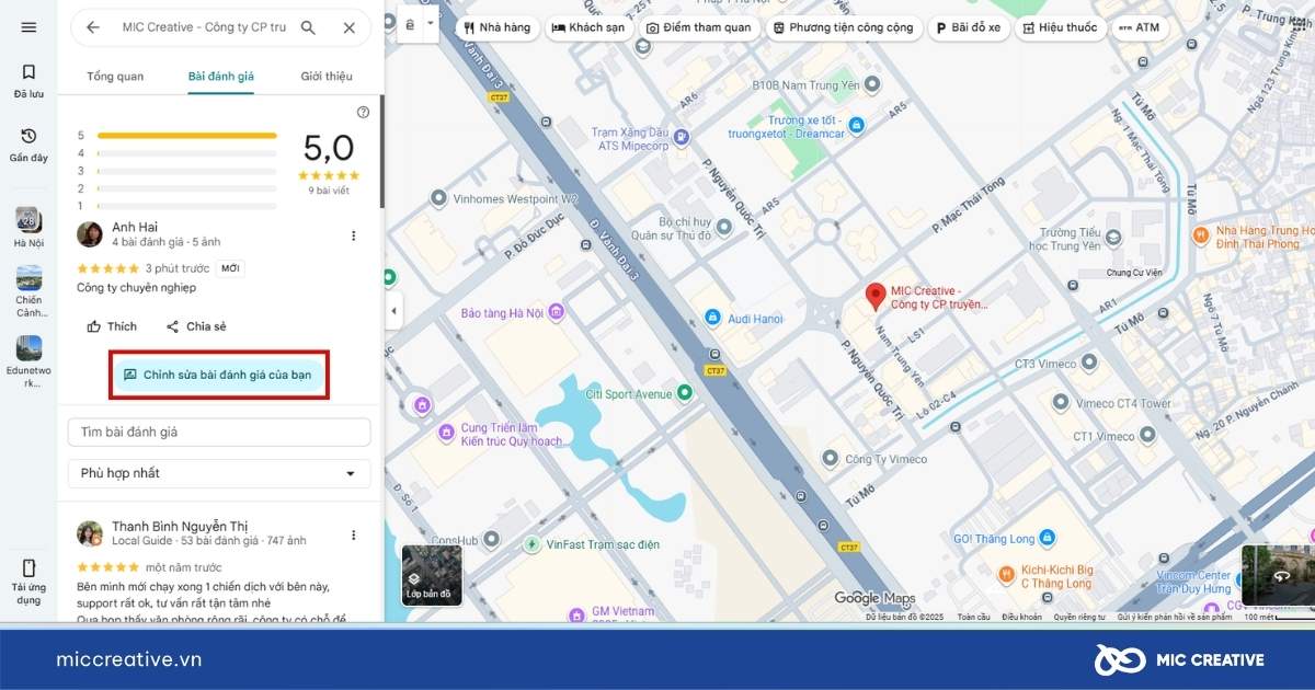 cách đánh giá 5 sao trên google