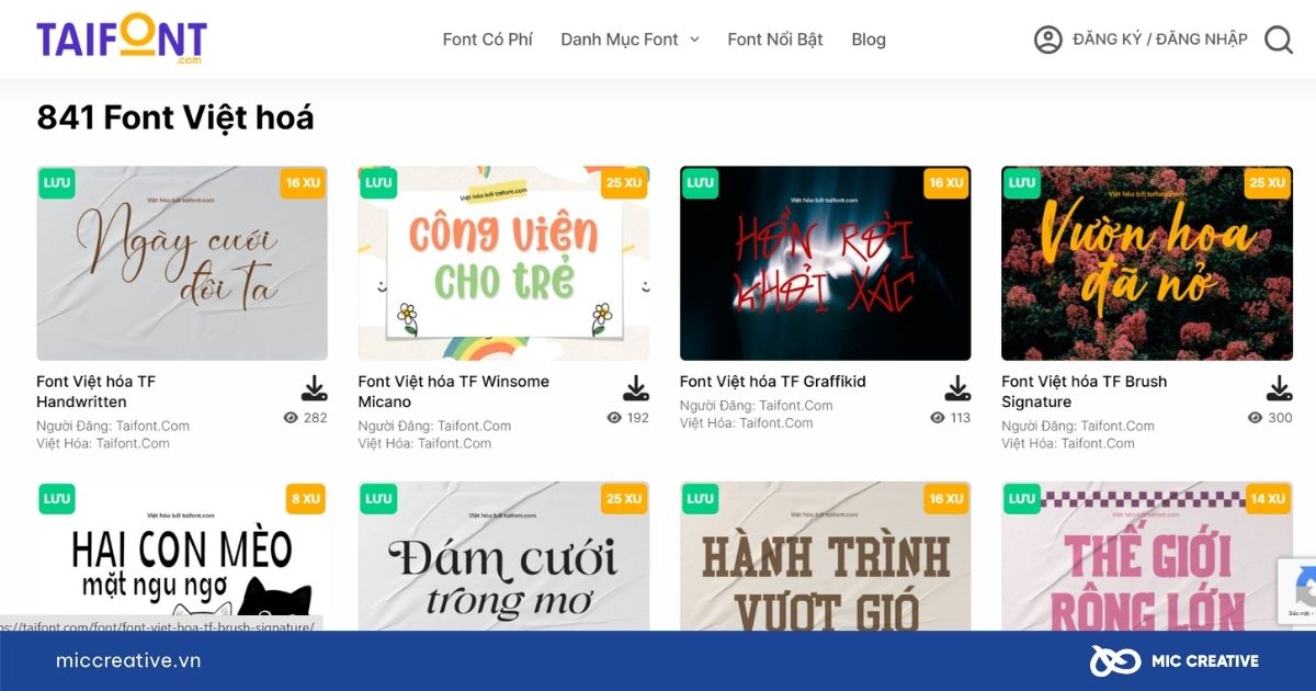 Taifont là website cung cấp font Việt hóa miễn phí