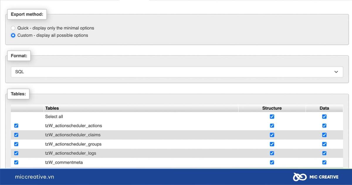 sao lưu trang web WordPress
