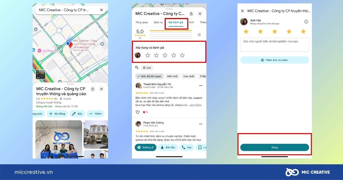cách đánh giá 5 sao trên google