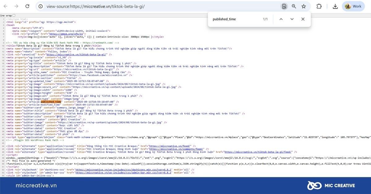 cách xem ngày đăng bài trên web