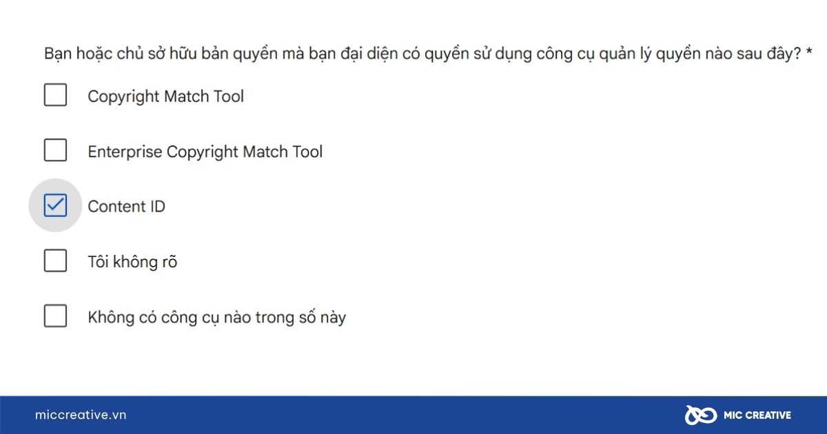 Chọn Content ID làm phương thức bảo vệ nội dung