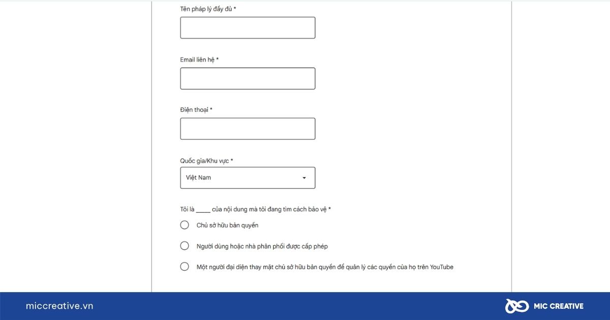 Điền thông tin cá nhân vào form đăng ký