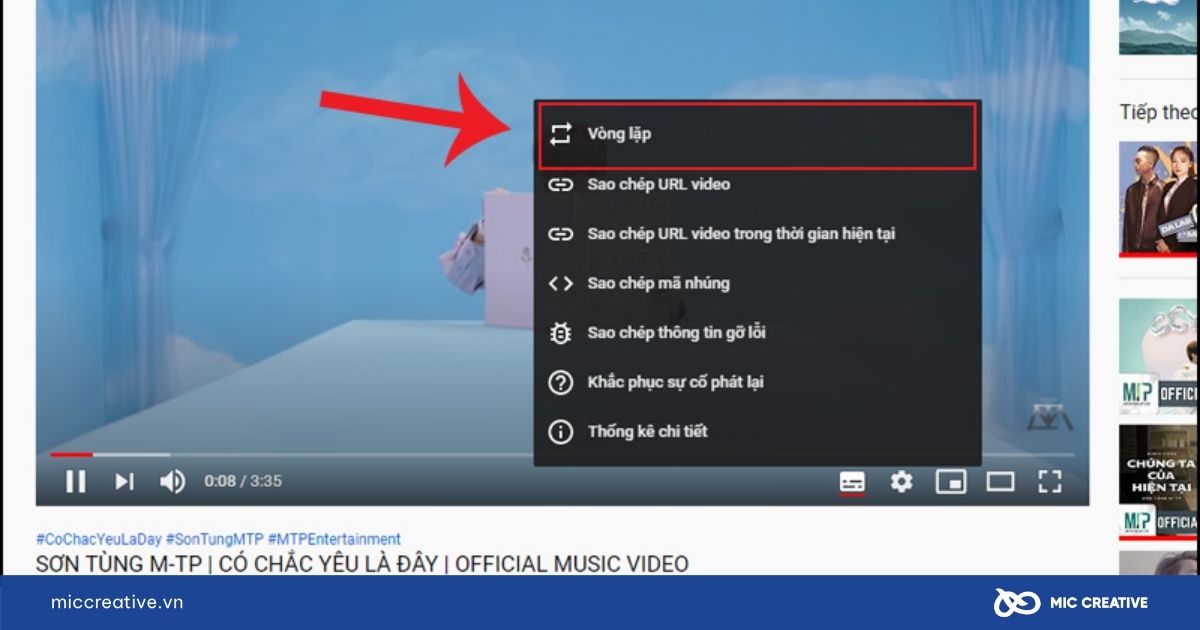 Kích hoạt Chế độ Vòng lặp (Loop)