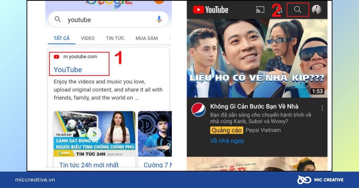 Mở ứng dụng YouTube và Đăng nhập