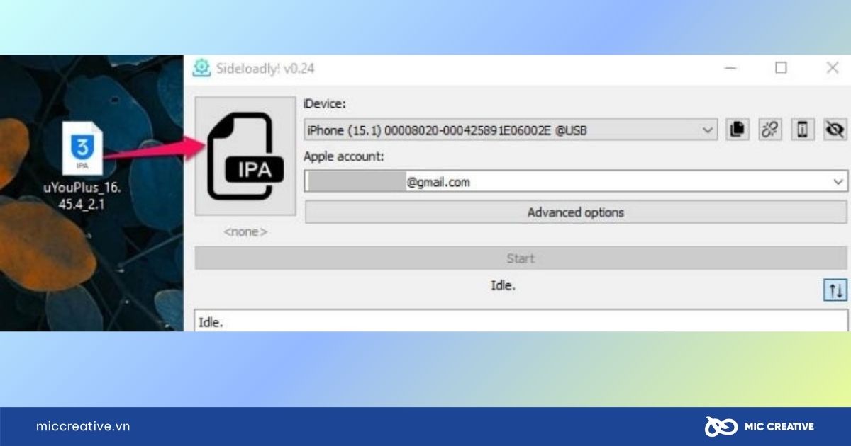 Nhấn vào mục IPA lớn, rồi chọn file uYouPlus vừa tải về