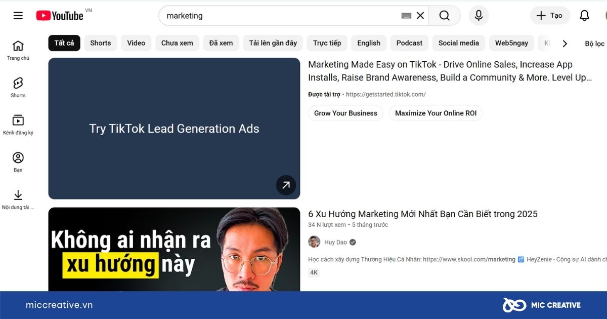 Quảng cáo TrueView Video Discovery