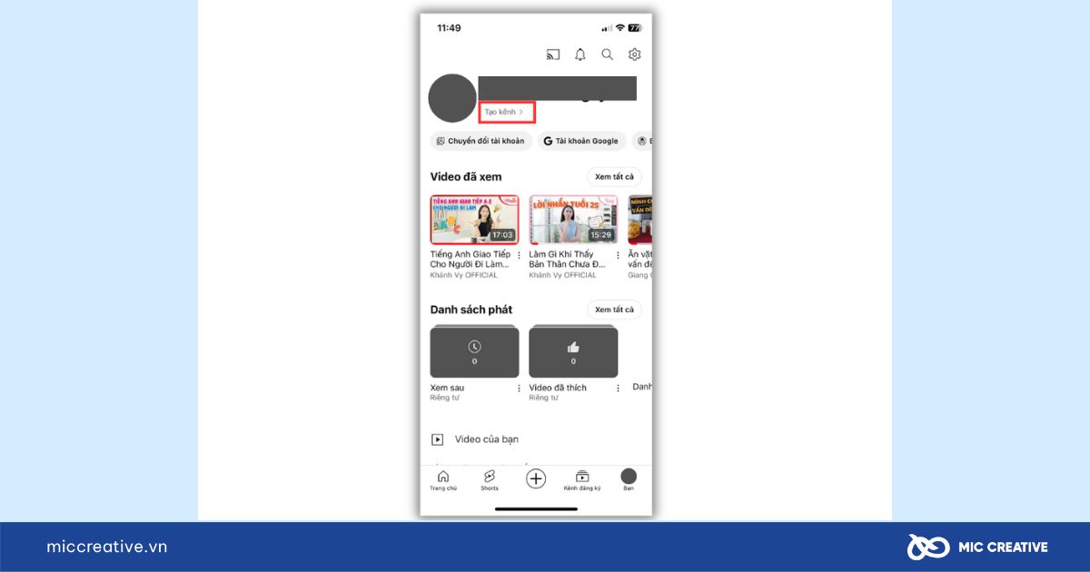cách tạo kênh youtube