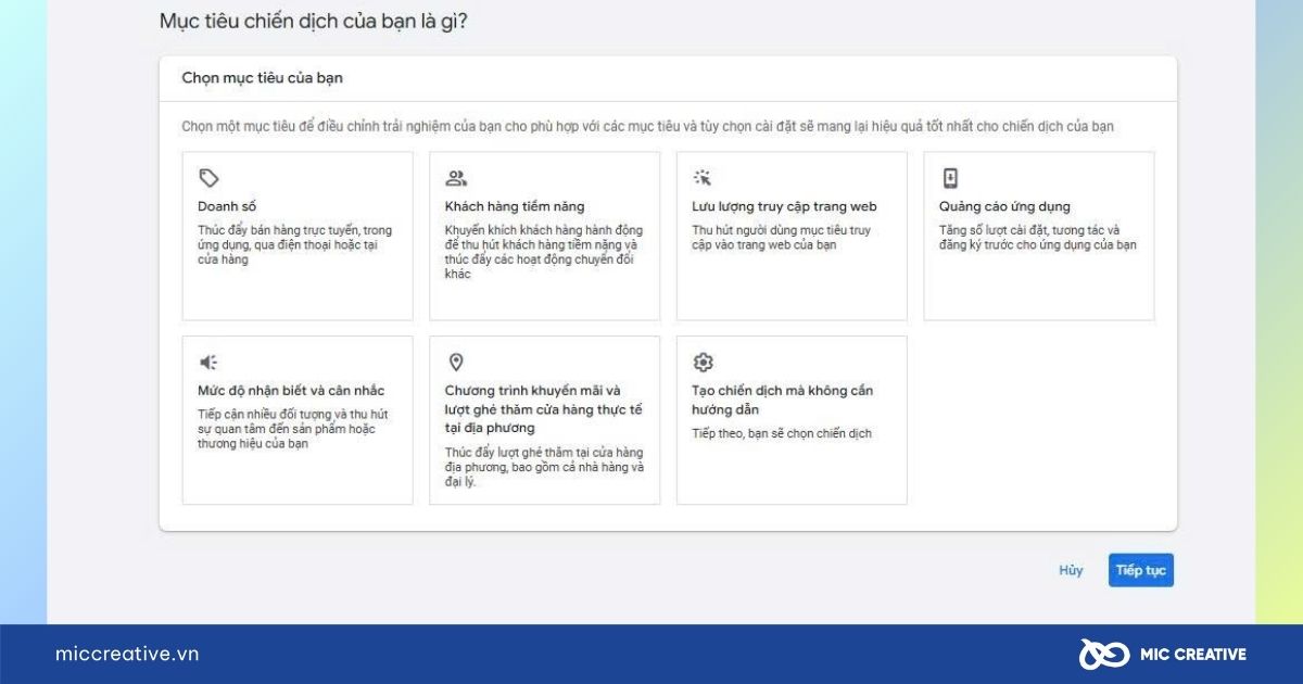 Chọn Mục tiêu chiến dịch phù hợp