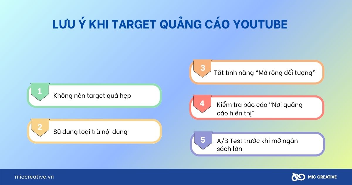 Lưu ý khi target quảng cáo Youtube 