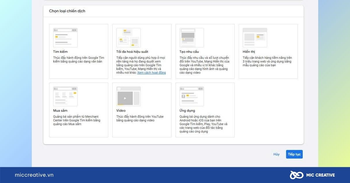 Tại mục Loại chiến dịch, chọn Video